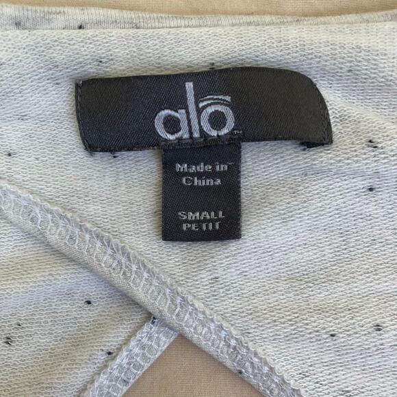 Alo Yoga Sz S Petite Cowl Neck Open Back Pullover Sweatshirt Speckled Grey - Picture 13 of 14